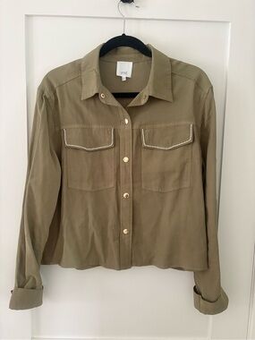 Yest Army Green Shirt Jacket Diamond‑Trim pockets Utility lightweight 10 EUR 42
